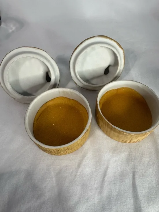 Vintage Homco Pixie Mushroom Trinket Boxes Set of 2 Ceramic Woodland Elf - Picture 5 of 9